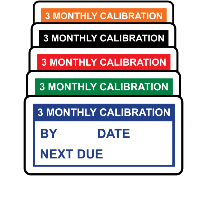 Basic 3 Monthly Calibration Record Labels - Variety of colours
