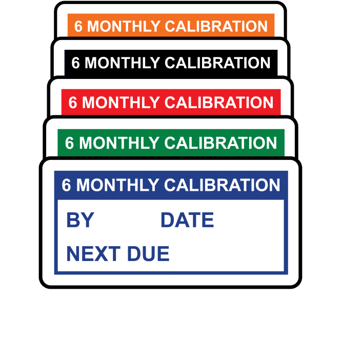 Basic 6 Monthly Calibration Record Labels - Variety of colours