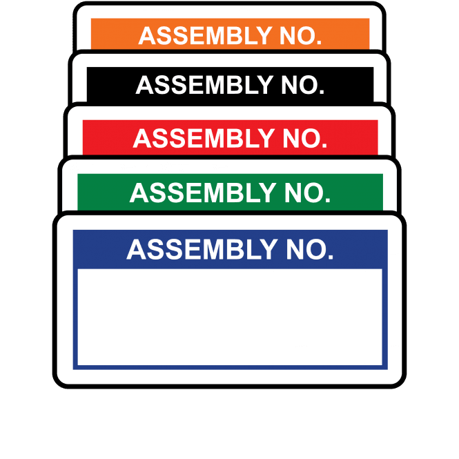 Basic Assembly Number Labels - Variety of colours