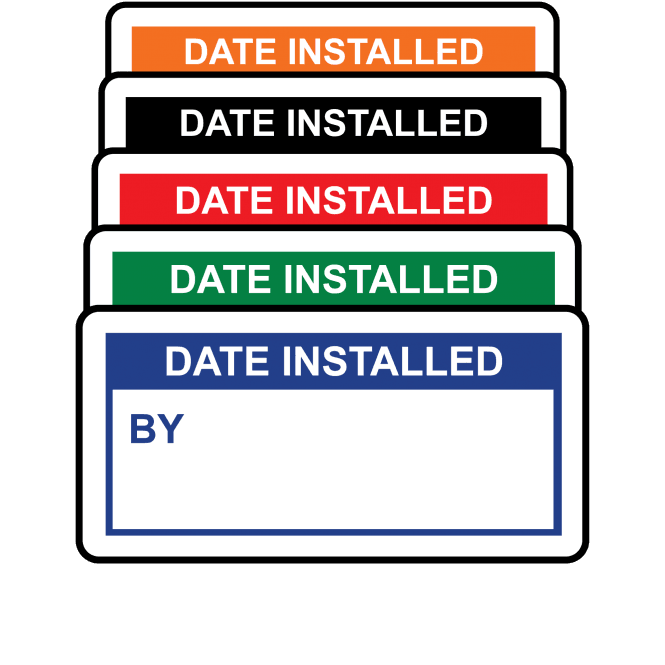 Basic Date Installed Labels - Variety of colours
