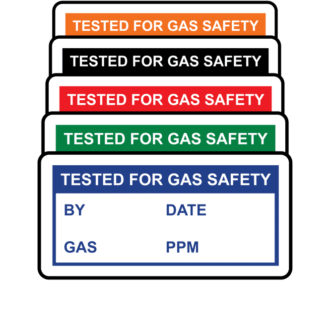 Basic Tested For Gas Safety Labels - Variety of colours