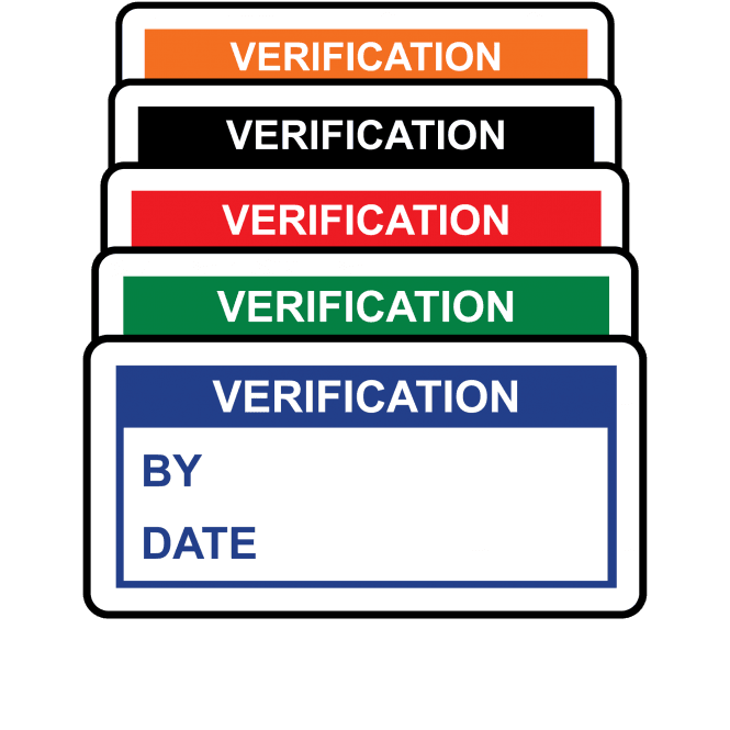 Basic Verification Labels - Variety of colours