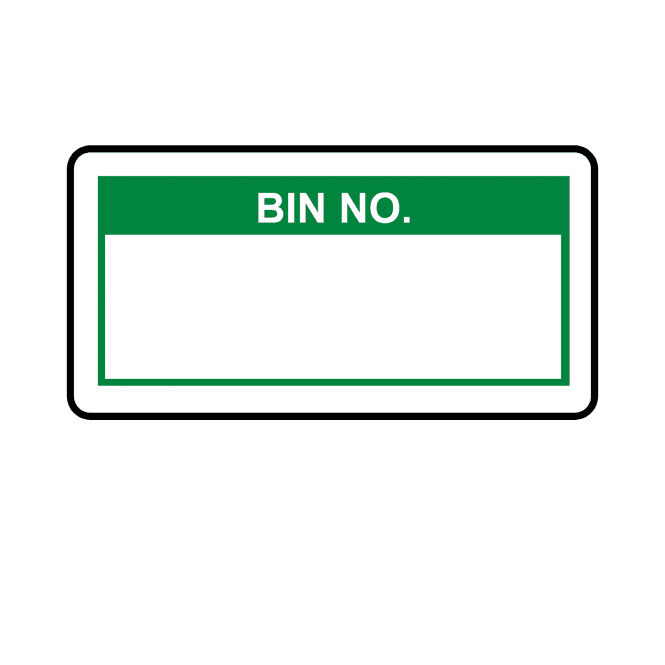 Bin No. Labels in Green