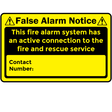 Budget False Alarm Notice Labels. 79mm x 49mm