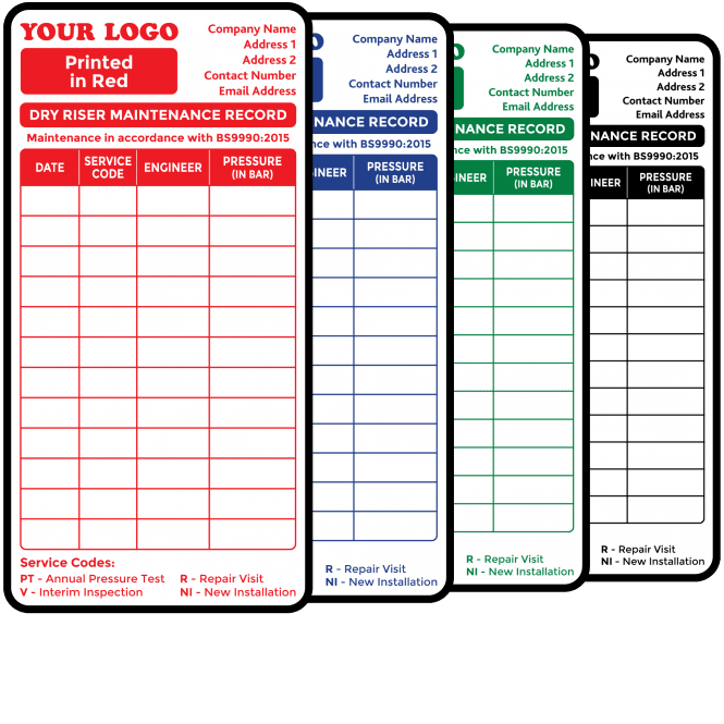 Budget Large Personalised Dry Riser Maintenance Labels - 150mm x 75mm