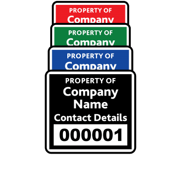 Budget Mini Size Asset ID Labels - Design 1. Choice of colours