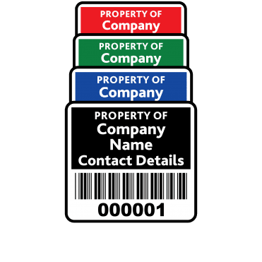 Budget Mini Size Asset ID Labels - Design 2. Choice of colours