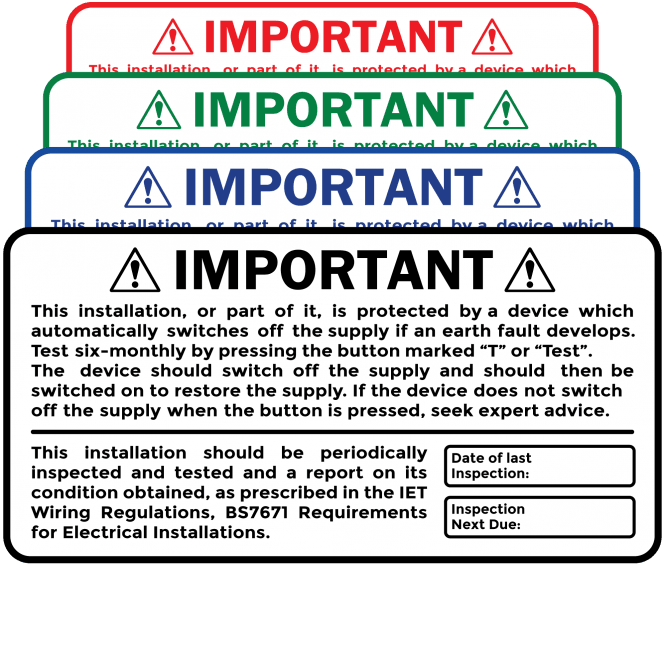 Budget Periodic Inspection & RCD Test Duo Labels in Design 1. Variety of Colours