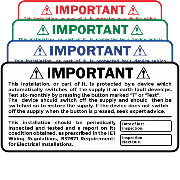 Budget Periodic Inspection & RCD Test Duo Labels in Design 1. Choice of Colours