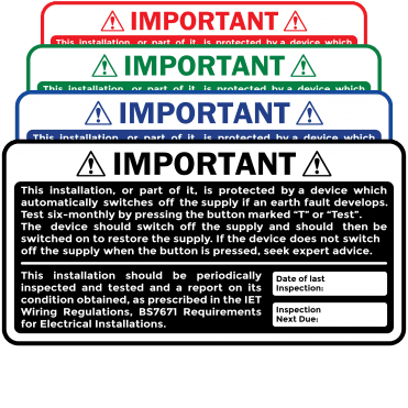 Budget Periodic Inspection & RCD Test Duo Labels in Design 2. Choice of Colours
