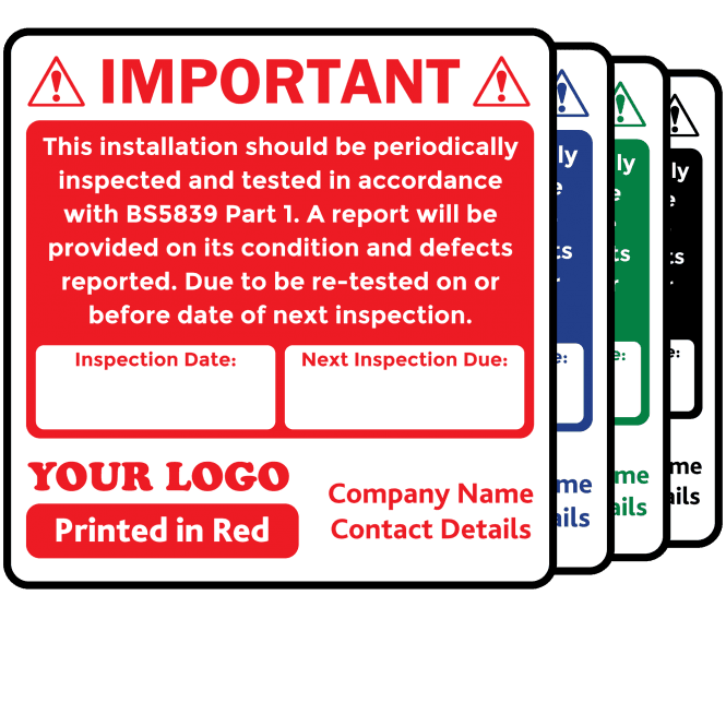 Budget Personalised Fire Alarm Inspection Labels - Design 2. 72mm x 73mm.