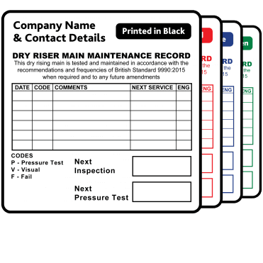 Budget Personalised Small Dry Riser Main Maintenance Labels