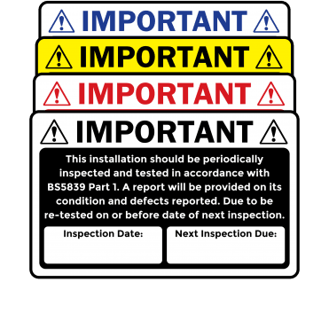 Budget Small Fire Alarm Inspection Labels. 79mm x 49mm - Choice of Colours