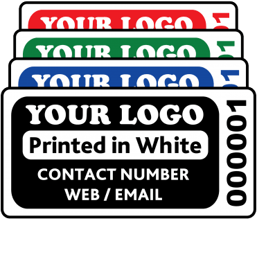 Budget Standard Size Asset ID Labels - Design 3. Variety of colours