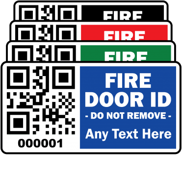 Budget Standard Size Fire Door ID Labels - Design 3. Choice of colours