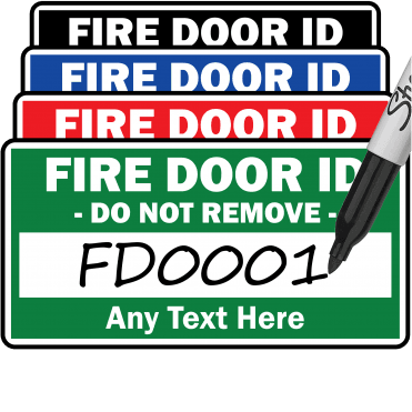 Budget 'Write On'  Standard Size Fire Door ID Labels - Design 4. Choice of colours