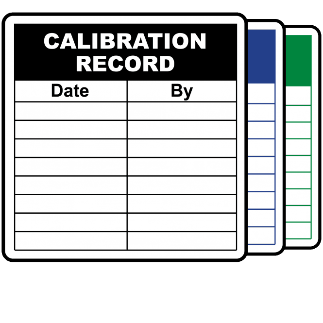Calibration Record Labels - Design 1. Variety of colours