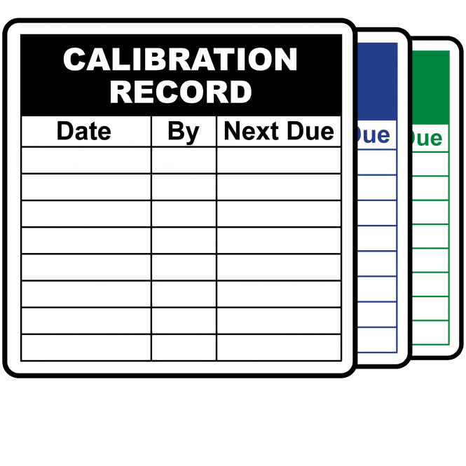 Calibration Record Labels - Design 2. Variety of colours
