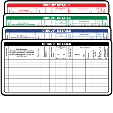 Circuit Detail Labels for Distribution Boards In Design 2. Choice of Colours