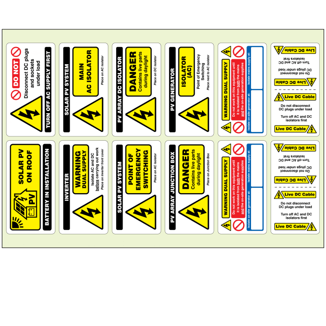 Complete Set of Midi Solar Labels in Full Colour
