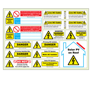 Complete Set of Premium UV Protected Solar Labels