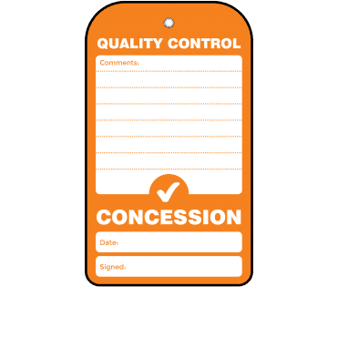 Concession Quality Control Tag - Tear Resistant & Waterproof