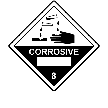Corrosive 8 Labels, with White Box - Hazard Warning Diamonds