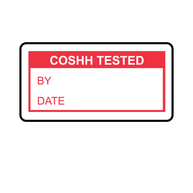 Coshh Tested Labels in Red