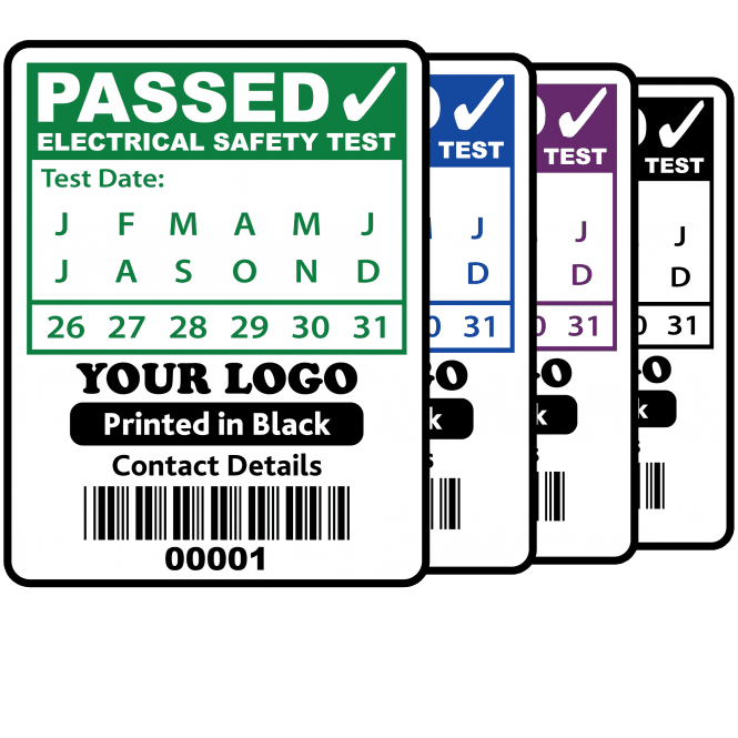 Custom PAT Test Labels - Design 2. Variety of colours
