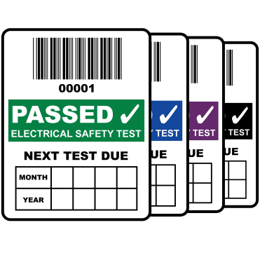 Custom PAT Test Labels - Design 3. Variety of colours