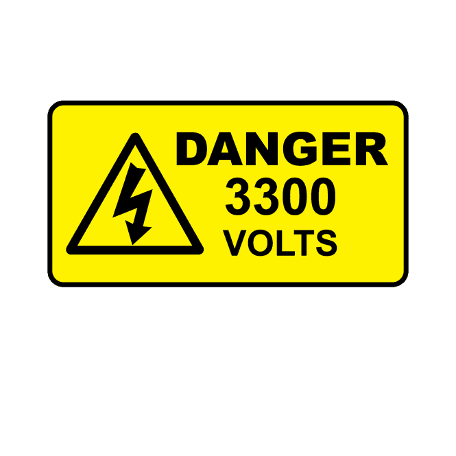 Danger 3300 Volts - Voltage Labels
