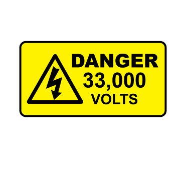 Danger 33000 Volts - Voltage Labels