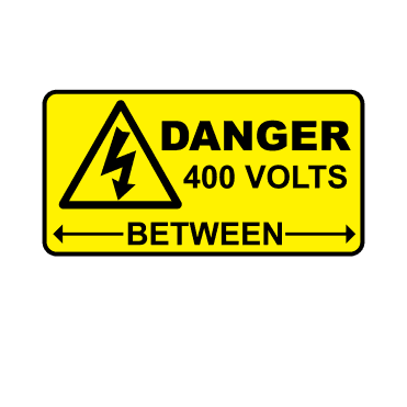 Danger 400 Volts Between - Voltage Labels