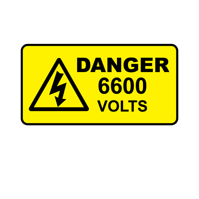 Danger 6600 Volts - Voltage Labels