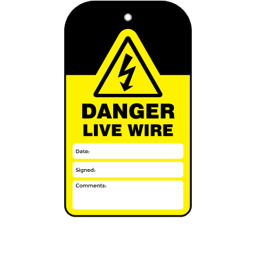 Danger Live Wire Tag - Tear Resistant & Waterproof