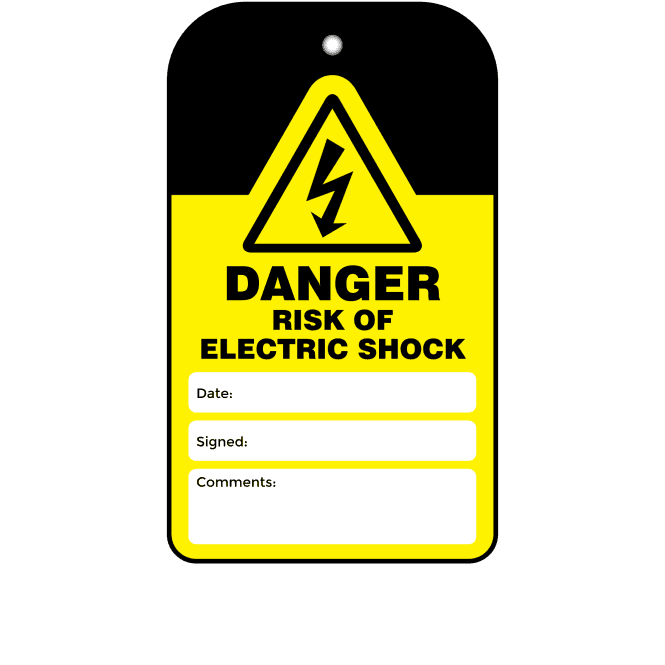Danger Risk Of Electric Shock Tag - Tear Resistant & Waterproof