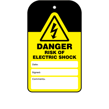 Danger Risk Of Electric Shock Tag - Tear Resistant & Waterproof