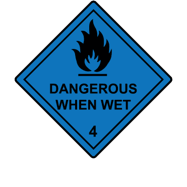 Dangerous When Wet 4 Labels - Hazard Warning Diamonds