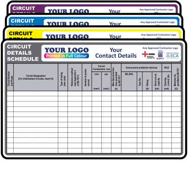 Extra Large Circuit Details Labels in Full Colour - Choice of Colours. 155mm x 100mm