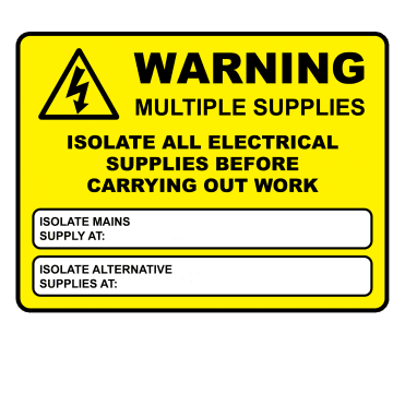 Extra Large Full Colour Warning Multiple Supplies Labels