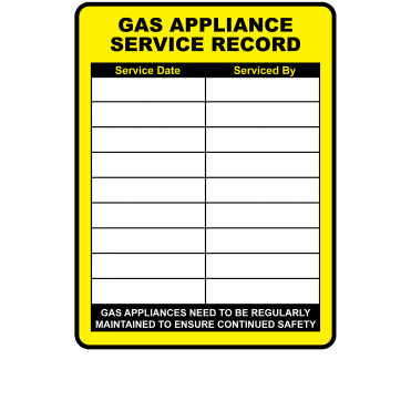 Extra Large Gas Appliance Service Record Labels