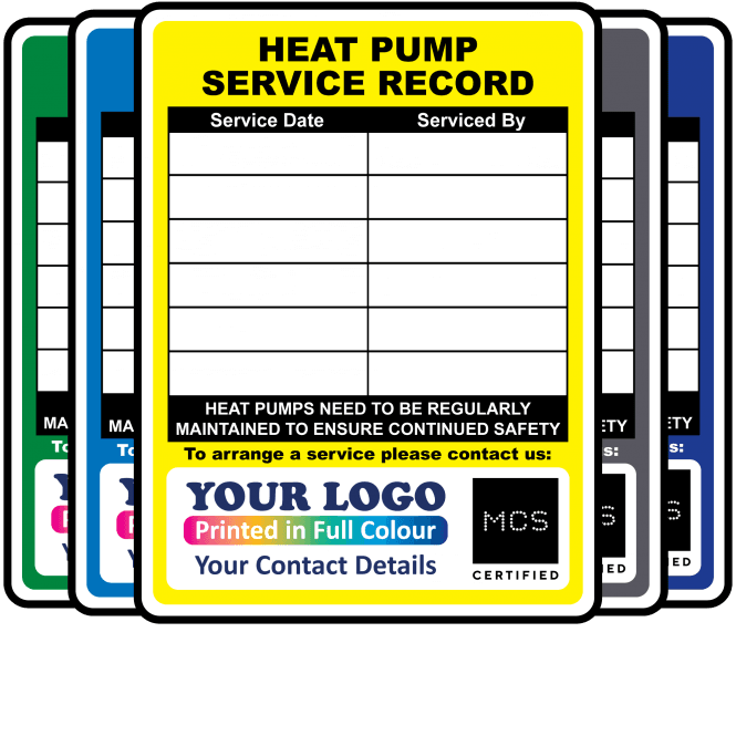 Extra Large Personalised Heat Pump Service Record Labels - Design 1