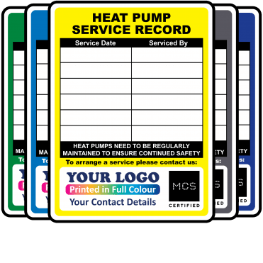 Extra Large Personalised Heat Pump Service Record Labels - Design 1