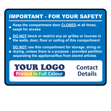 Extra Large Personalised Important Gas Safety Labels