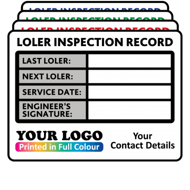 Extra Large Personalised LOLER Inspection Labels in Full Colour - Design 2. Choice of Colours. 100mm x 75mm