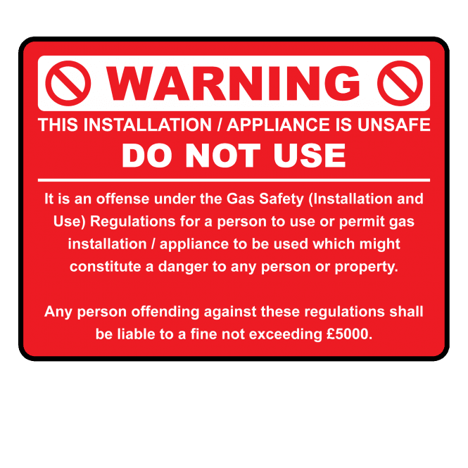 Extra Large Warning Do Not Use Gas Safety Labels