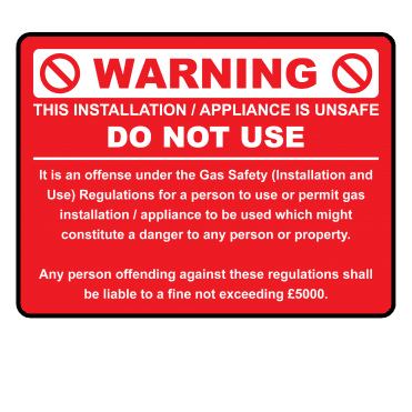 Extra Large Warning Do Not Use Gas Safety Labels
