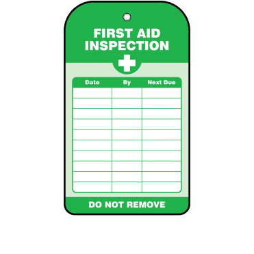 First Aid Inspection Tag - Tear Resistant & Waterproof