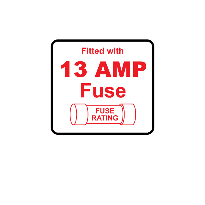 Fitted with 13 Amp Fuse Labels