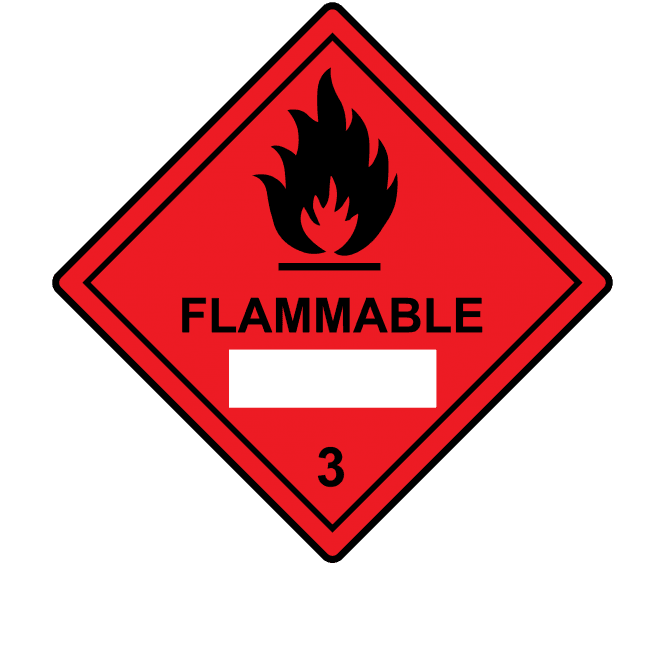 Flammable 3 Labels, with White Box - Hazard Warning Diamonds